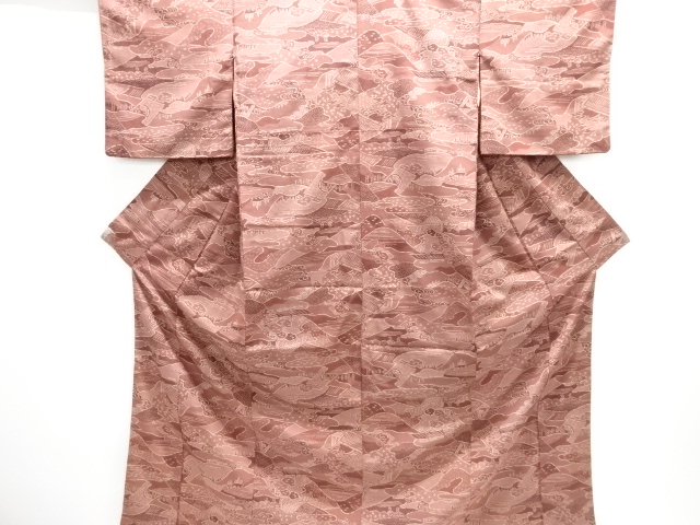 JAPANESE KIMONO / ANTIQUE KIMONO / SILK / TSUMUGI / SCENERY